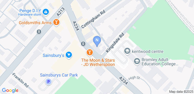 Map to New Wave Academy Penge